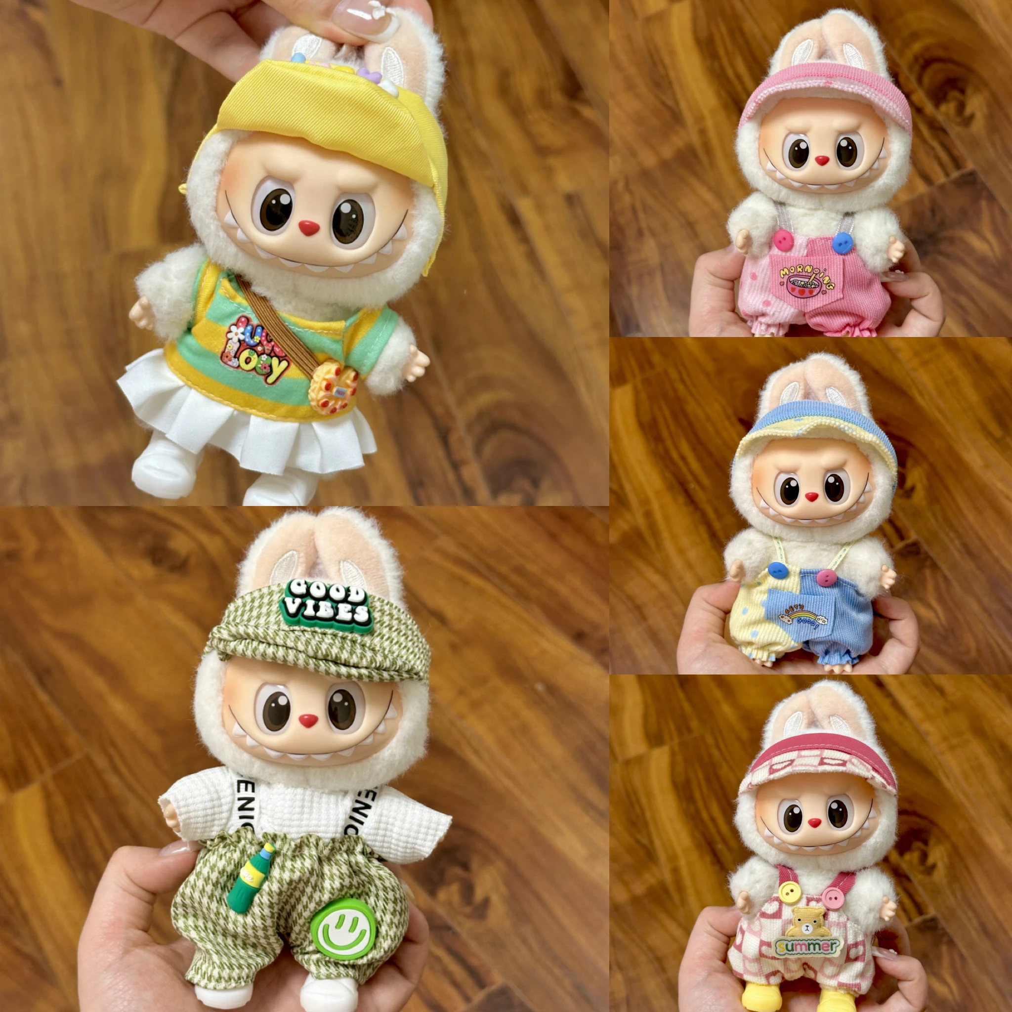 

17cm Mini Plush Doll'S Clothes Outfit Accessories For Korea Kpop Labubu Idol Sitting Party V1 V2 Autumn onesie hat set Clothing