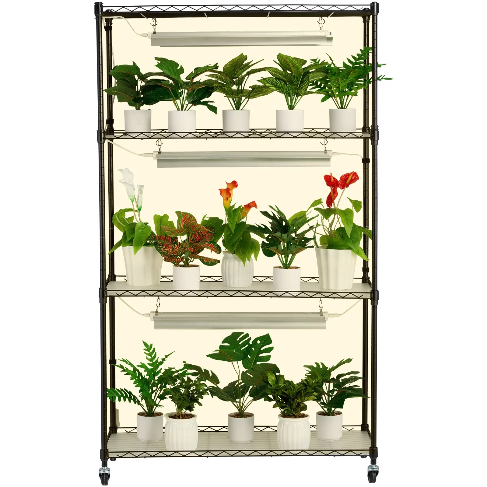 

Plant Stand With Grow Light, 4 Tier Plant Shelf With 90W Grow Light For Indoor Plants, Grow Light Shelf Full Spectrum Lights
