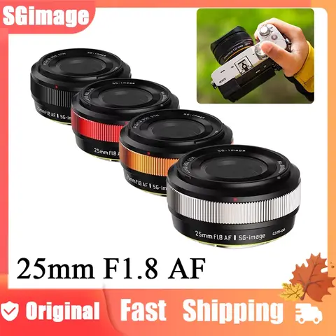 SGimage 25mm F1.8 AF Lens APS-C Large Aperture Prime Camera Portrait Lenses with STM silent motor for Sony E Fuji X Mount