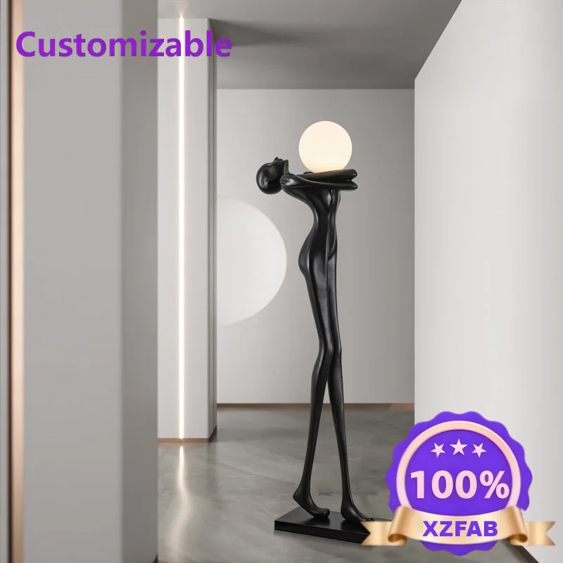 Factory Direct 2026 Floor ball lamp with humanoid art sculpture Floor lamp for design hotel lobbies created