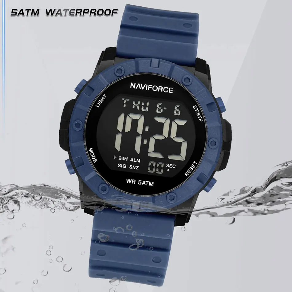 NAVIFORCE Men Digital Watch Mens Electronic Luxury Date Sport Watches Sports Outdoor Luminous Men\'s 5ATM Waterproof Wristwatch