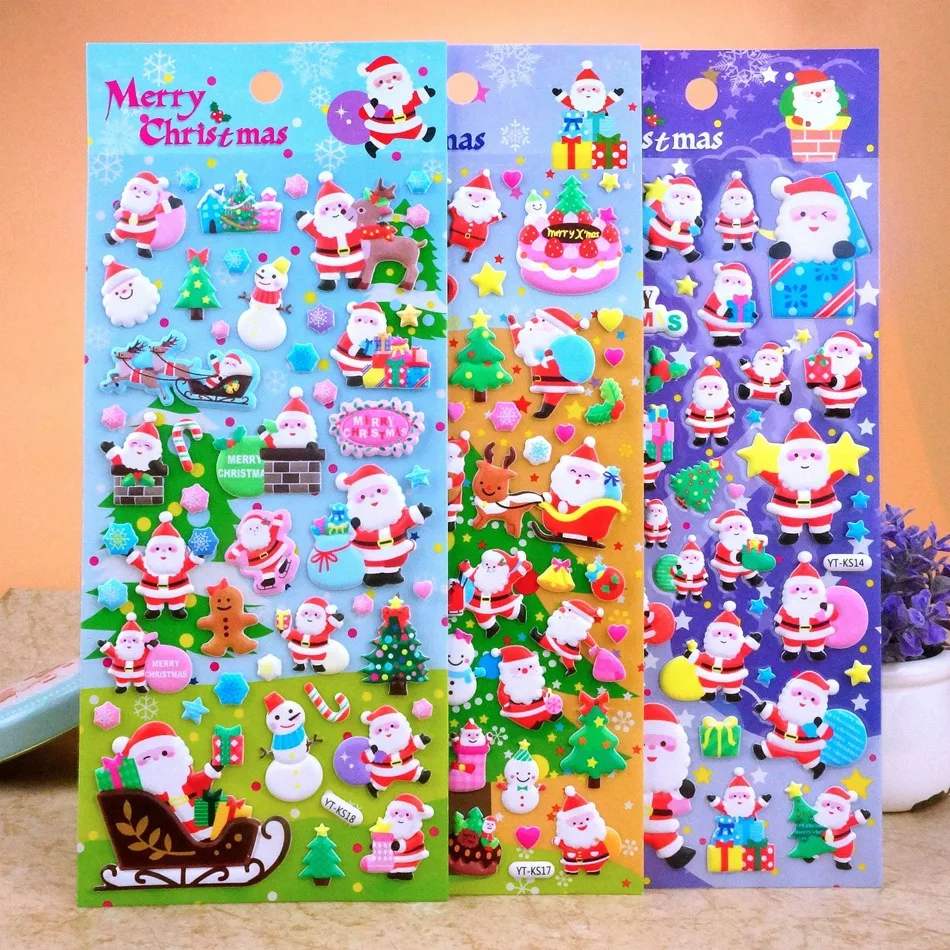 4 pcs/lot Kawaii Merry Christmas 3D Bubble Stickers Adhesive Stickers DIY Diary Stationery Sticker Gift School Office Supplies