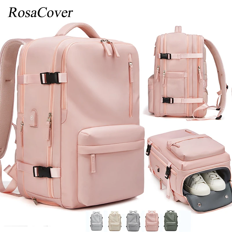 

Large Travel Backpack Woman Expandable Multifunctional 16 Inch Laptop With Shoe Bag USB Charging Waterproof Lightweight Backpack