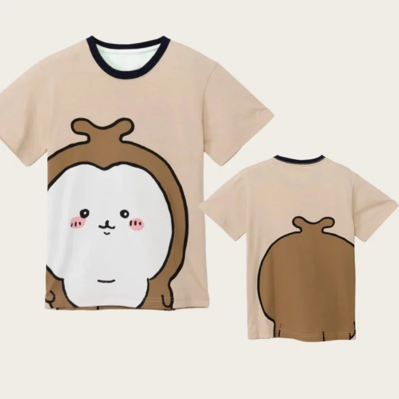 Chiikawa ist überall hier! Weiche, niedliche Cartoon-3D-Print-T-Shirts für Erwachsene Paare, Sportliche Freizeitkleidung, atmungsaktiv, kurze Ärmel, Familien-Matching – Detail 6