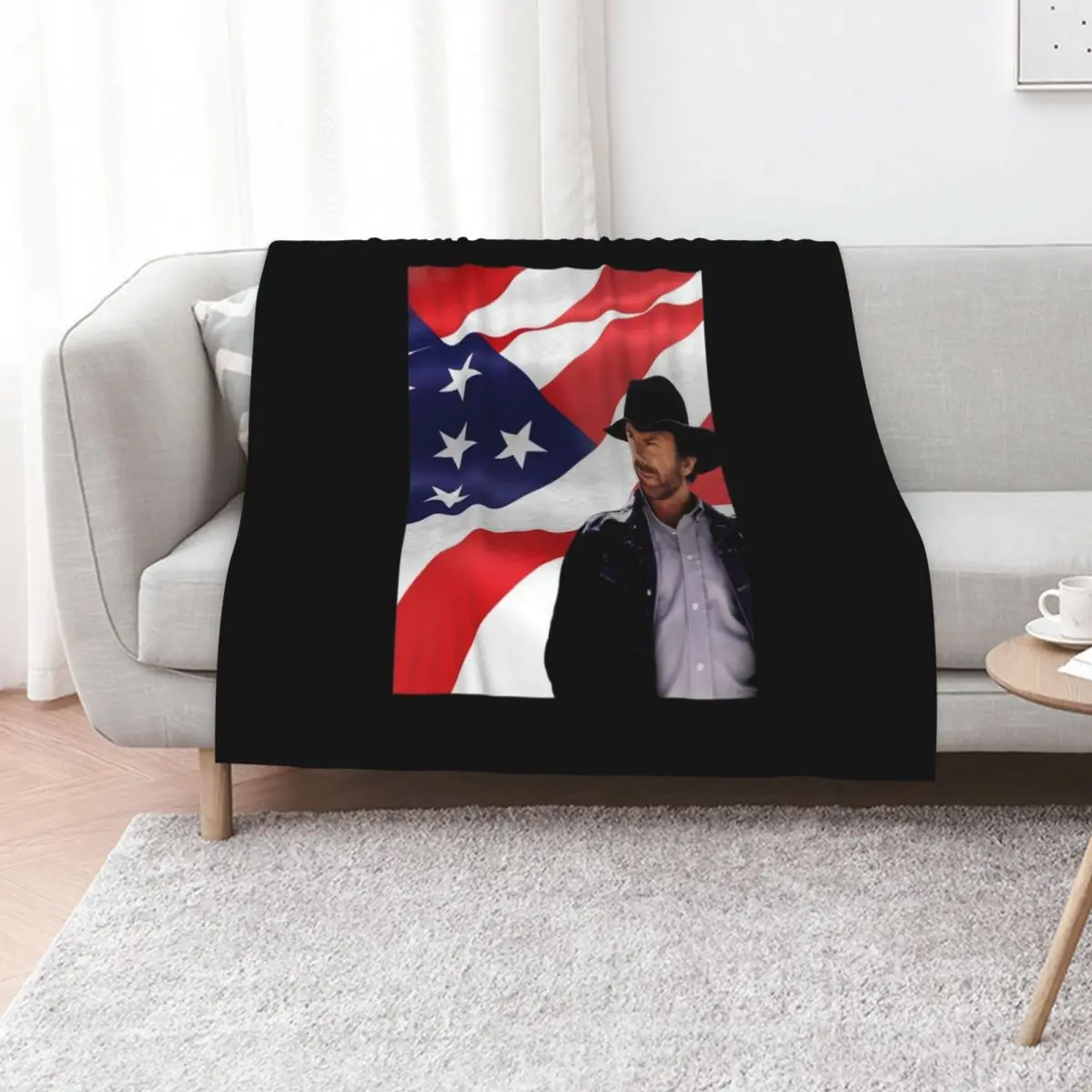Walker Texas Ranger Chuck Norris Patriotic 20 Retro Graphic Shir Throw Blanket Warm Accent Blanket for Living Room Decoration