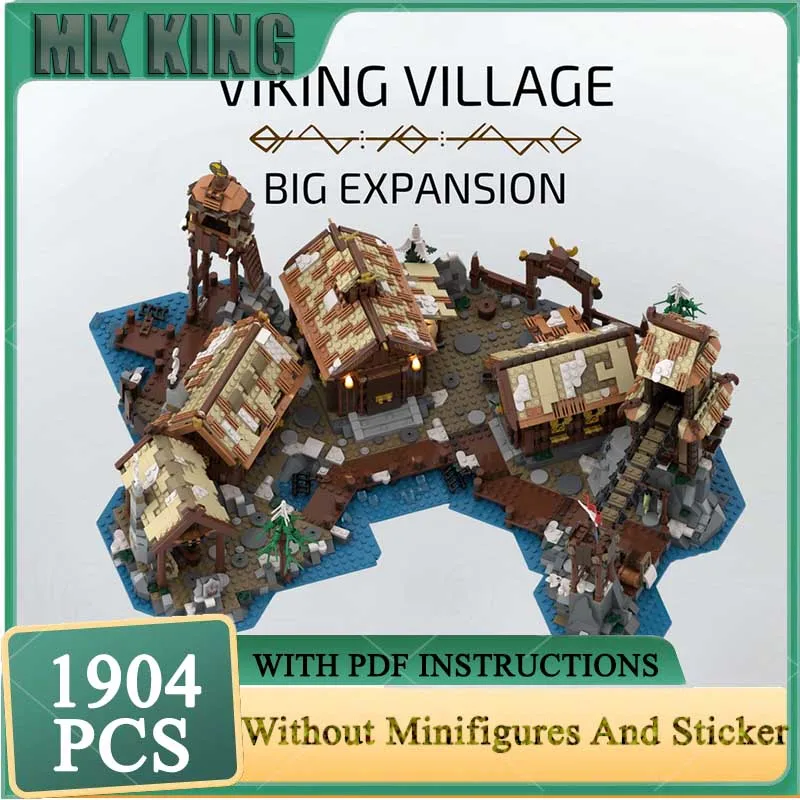 

Средневековый замок Moc, строительные блоки, деревня викингов, большая технология расширения, кирпич, сделай сам, сборка, строительная игрушка, праздничные подарки