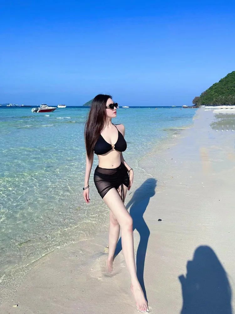 

Bla Bikini Swimsuit Women's Water Park Photoaphy Vest Top Bot Separate Skirt Sle Swimming Costume Fem Fans Gear