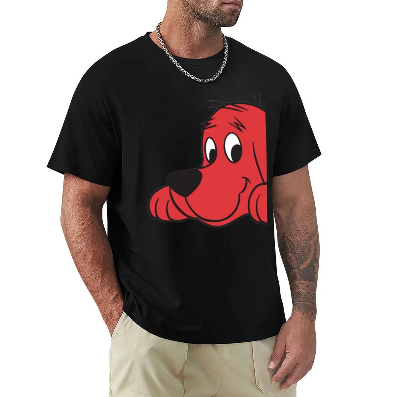 

Red dog T-Shirt Basic Solid Color Short Sleeve Cotton Top
