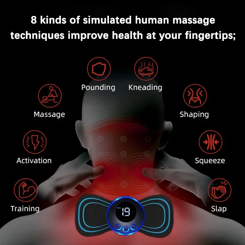 المحمولة الرقبة مدلك EMS العضلات محفز الكهربائية عنق الرحم الذراع الساق تدليك التصحيح منخفضة التردد نبض لتخفيف الآلام وسادة مساج #3