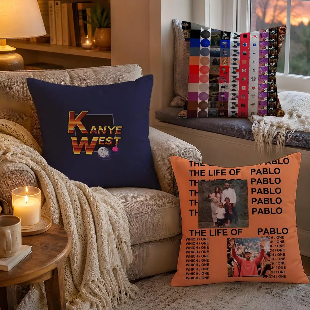 K-Kanye West Cushion Cover 1pc Square Plush Pillow Cover Soft Fuzzy Removable Washable Bed Bedroom Decor