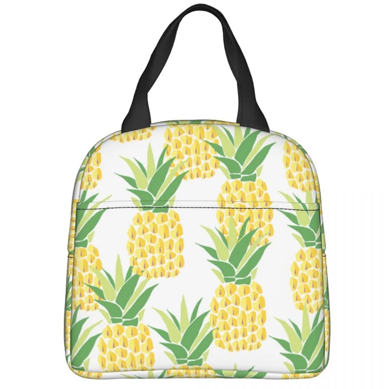 

Yellow Pineapple Insulated Lunch Bags Reusable Cooler Thermal Lunch Box Women Kids Picnic Travel Aluminum Foil Cooler Tote Bag