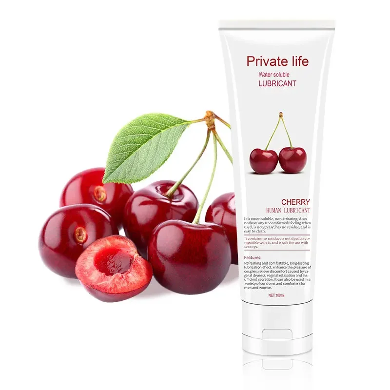 

100ml Cherry Fruit Flavor Intimate Lubricant for Oral Sex Vagina Water Soluble Edible Lubrication Massage Oil Anal Lube Sex Gel