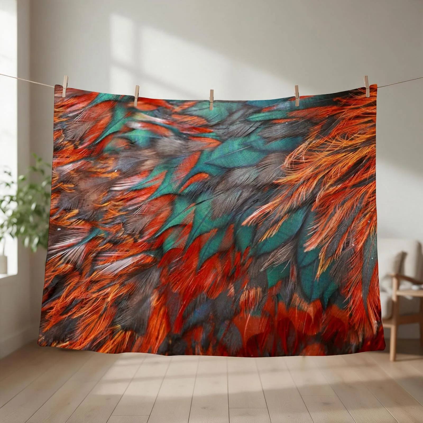 vivid modern Southwest hipster turquoise orange swirls Throw Blanket couch cozy soft plush fuzzy picnic outdoor blanket