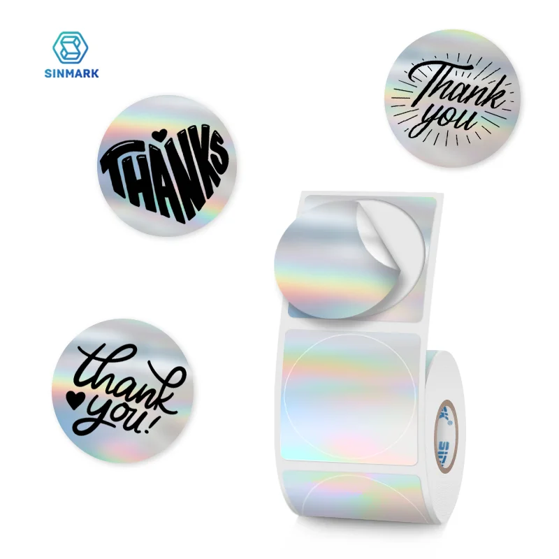 SINMARK Laser Labels 30mm Diameter Round PET Rainbow Shining Waterproof Sticker Gift Packaging Supplies Business Label Stickers