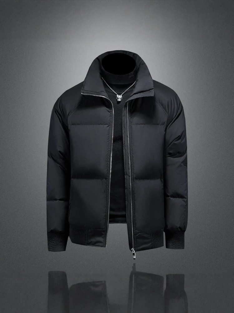 

Повседневная утепленная белая пуховая куртка с воротником-стойкой для мужчин, зимняя теплая верхняя одежда в городском стиле, большие размеры