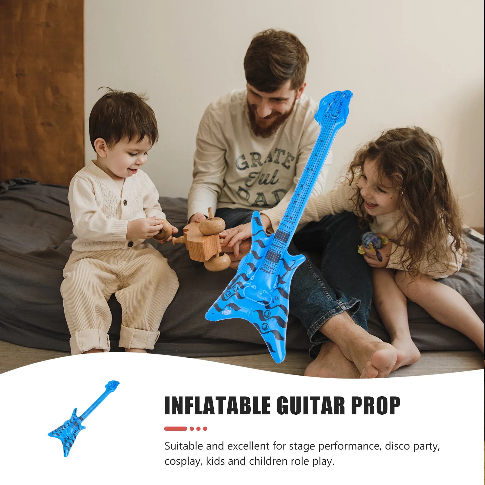 

Blow Up Guitar Excellent for Stage Performance Creative Inflatable Guitar Prop Portable Useful Disco Party Decoration
