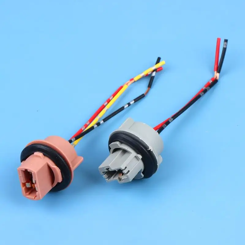 2Pcs T20 7443 7440 W21W Socket Adapter Female Plug For Car Brake Reverse Turn Signal Lamp Replacement