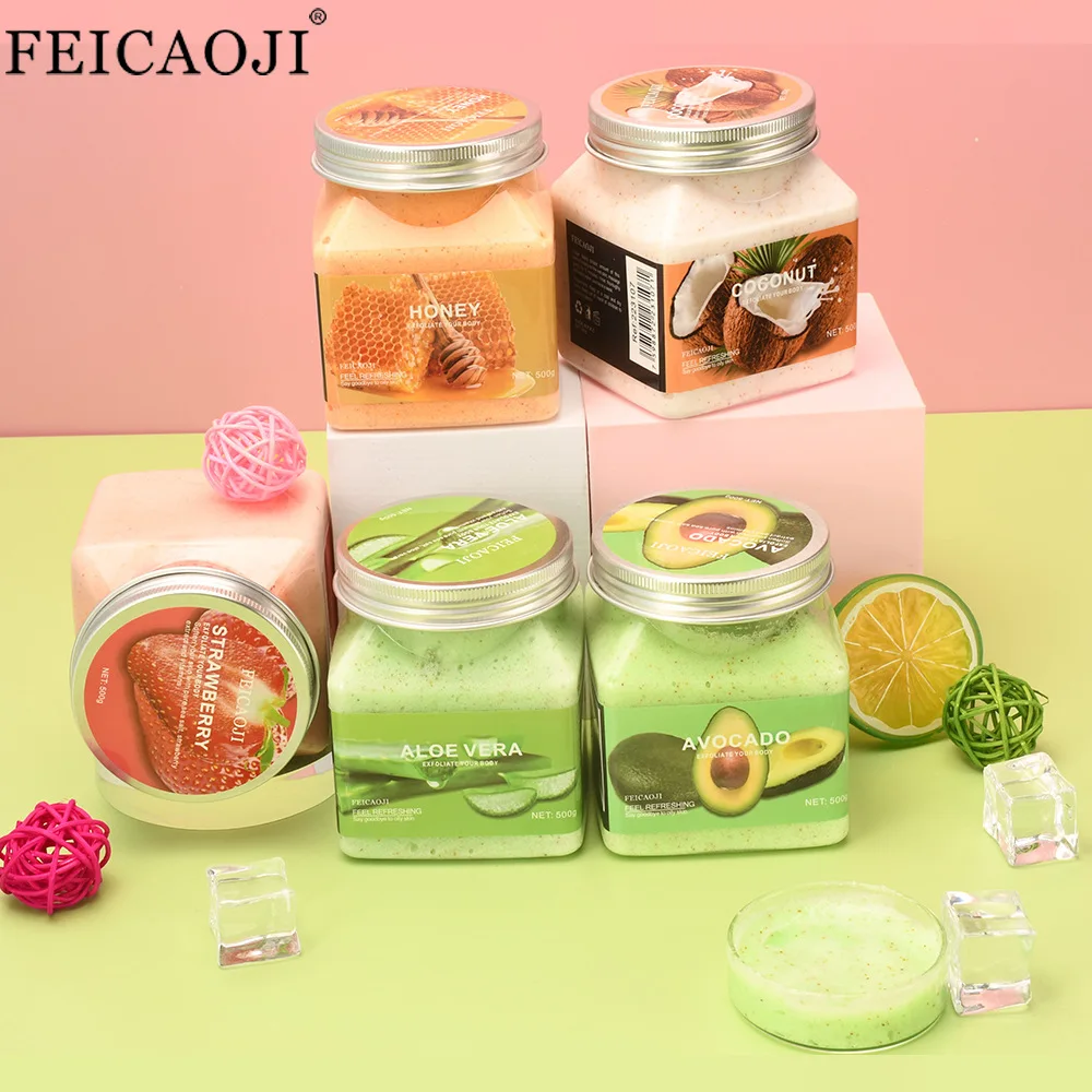 500g exfoliante de sal marina frambuesa fresa aguacate coco carbón de bambú exfoliante limpieza blanqueamiento exfoliación uso en el baño