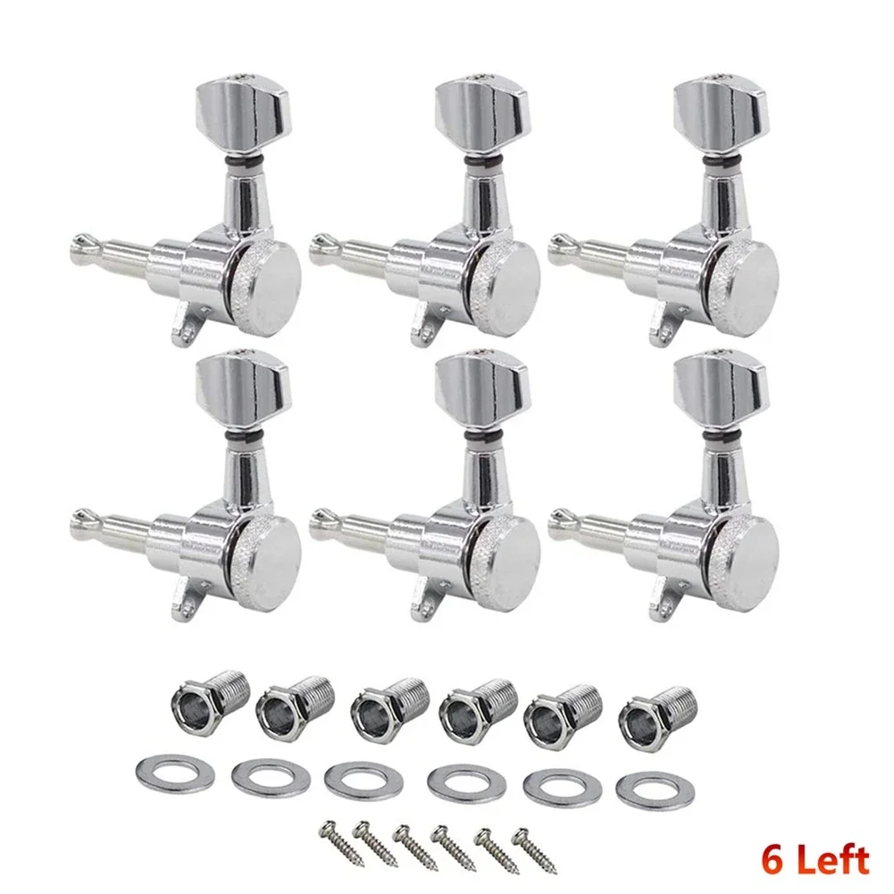 

Strings Guitar Locking Tuners Guitar Metal Alloy Silver TL Style Tuning Pegs 6-inline Tuners Set 6L 6R For