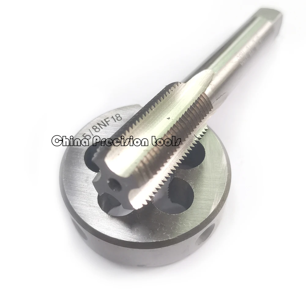 2pcs HSS Unified screw thread plug tap and die set Fine Round dies taps UN UNC UNF 9/16 5/8 11/16 Machine tap pitch 12 14 16 28