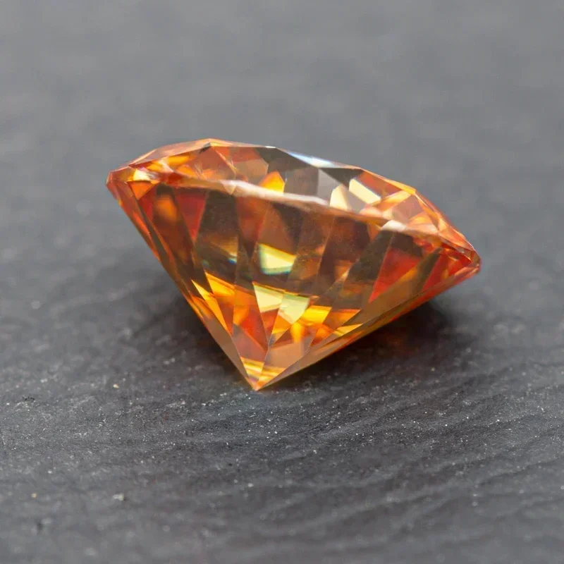 Moissanite couleur Orange coupe ronde VVS1 diamant réussi testé pierre précieuse pierre libre fabrication de bijoux en gros avec GRA