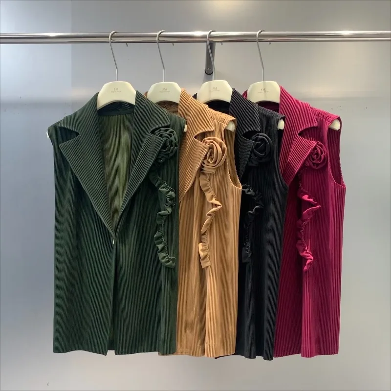 

Miyake плиссированный женский жилет на осень и зиму, новая простая свободная майка без рукавов, куртка, модная женская одежда для пригородных поездок, топы