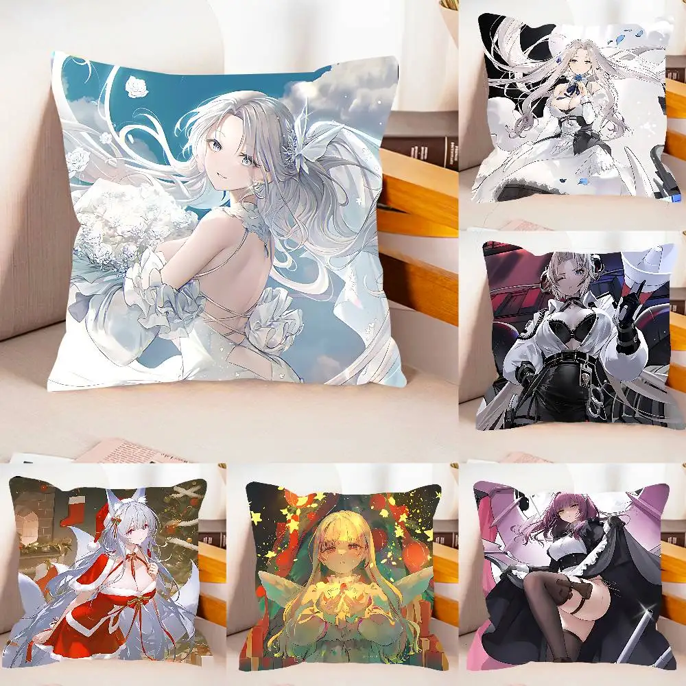 Azur Lane Girl Case Plush Fabric Soft Pillowcase Double Sided Print Cushion Cover Household Gifts