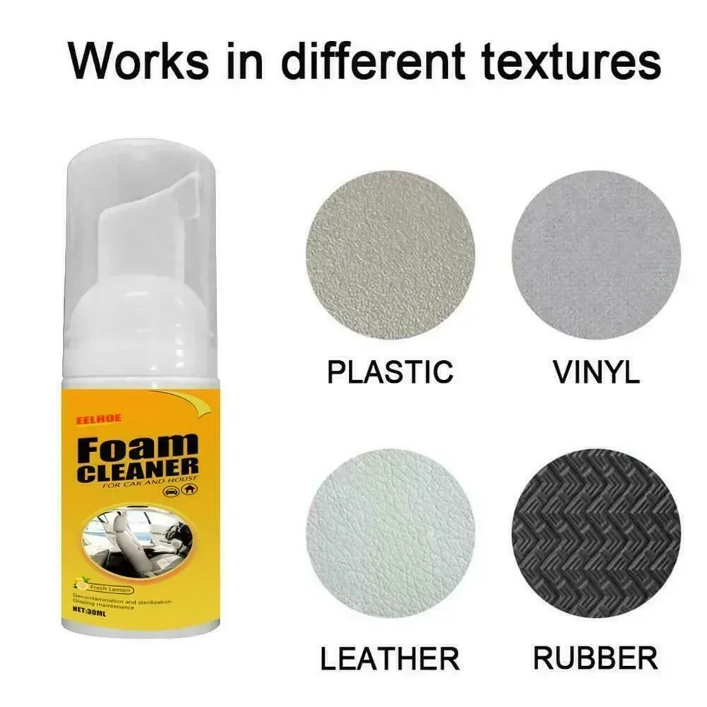 30ML Car Cleaner Foam Wax Shampoo Sofa Seat Upholstery Carpet Dry Stain Remover Cleans Auto Interior Seat Cleaner Quick Drying