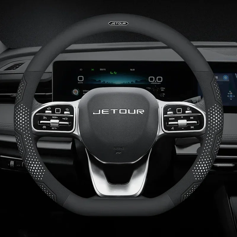 Carbon Fiber Suede Leather Car Steering Wheel Cover for Chery Jetour X70 X70SM X90 X95 DASHING I-DM T2 T3 Auto Accessories