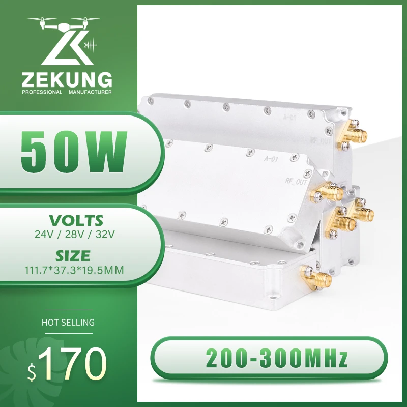 Amplificador de potencia del módulo UAV RF de 50W 200-300MHz 300-400MHZ 600-700MHZ 700-800MHZ 2,4 GHZ 800-900MHZ 900-1000MHZ 1000-1100MHZ 5,8G