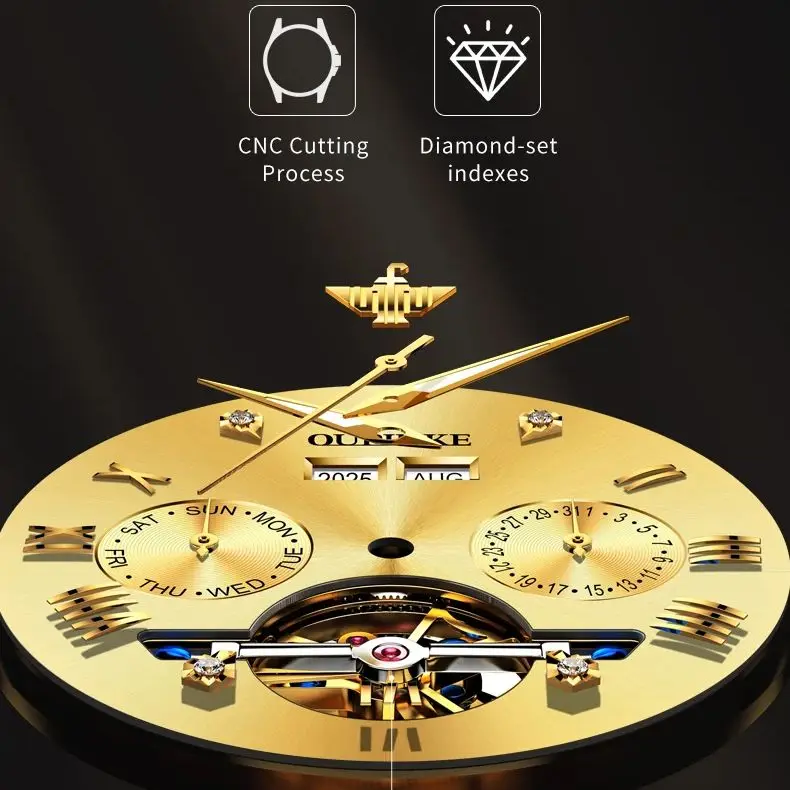 OUPINKE 3240 Tourbillon Men Watch Luxury Original Automatic Mechanical Watch Tungsten Steel Skeleton 44mm Large Dial Men Watch