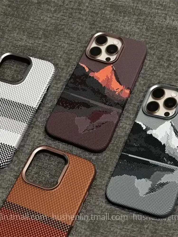 Etui karbonowe 2026 New Mountain Relief do iPhone 16 15 17 Pro Max, magnetyczna tylna obudowa, twarda ramka z PC, ochronna obudowa na telefon — zdjęcie produktu 7
