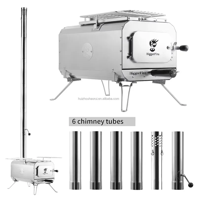 Folding Portable Customized Stainless Steel Wood Fire Stove Camping Indoor Heating Wood Burning Hot Tent Stove