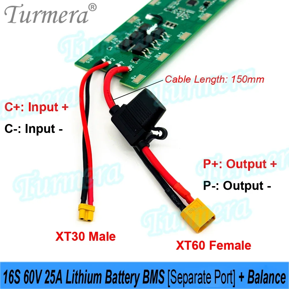 16S 60V 25A Lithium Battery BMS Separate Port with Balance Weld Board for 18650 21700 Diy E-scooter E-bike Batteries Use Turmera view 4