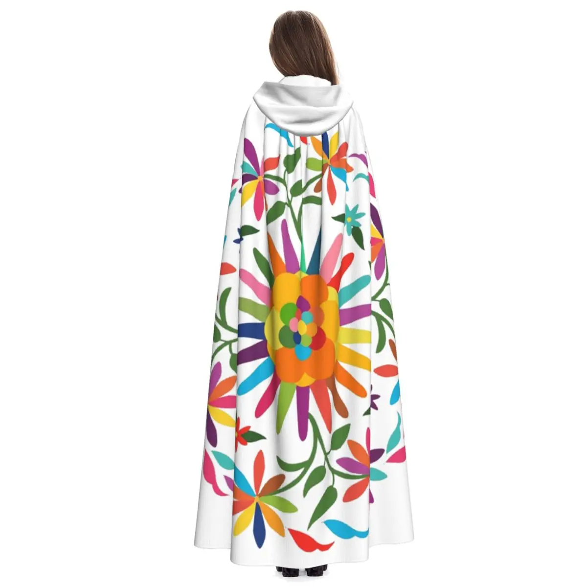 メキシコ自動花構成による Akbaly ロングフード付きマント魔女コスチュームコスプレケープハロウィンヴァンパイア大人ユニセックス