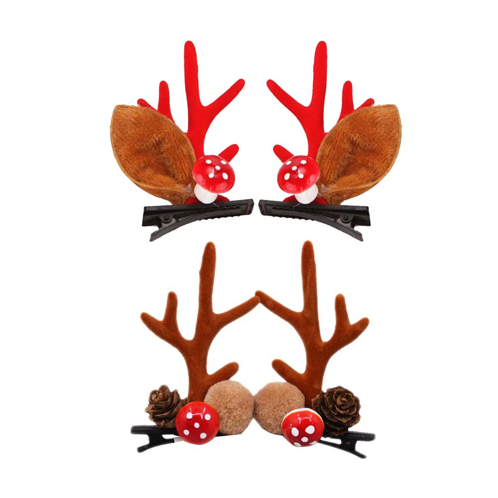

4 Pcs Antler Hair Clip Red Christmas Lovely Fashion Party Supplies Accessories Durable Elegant Girls Women Gifts