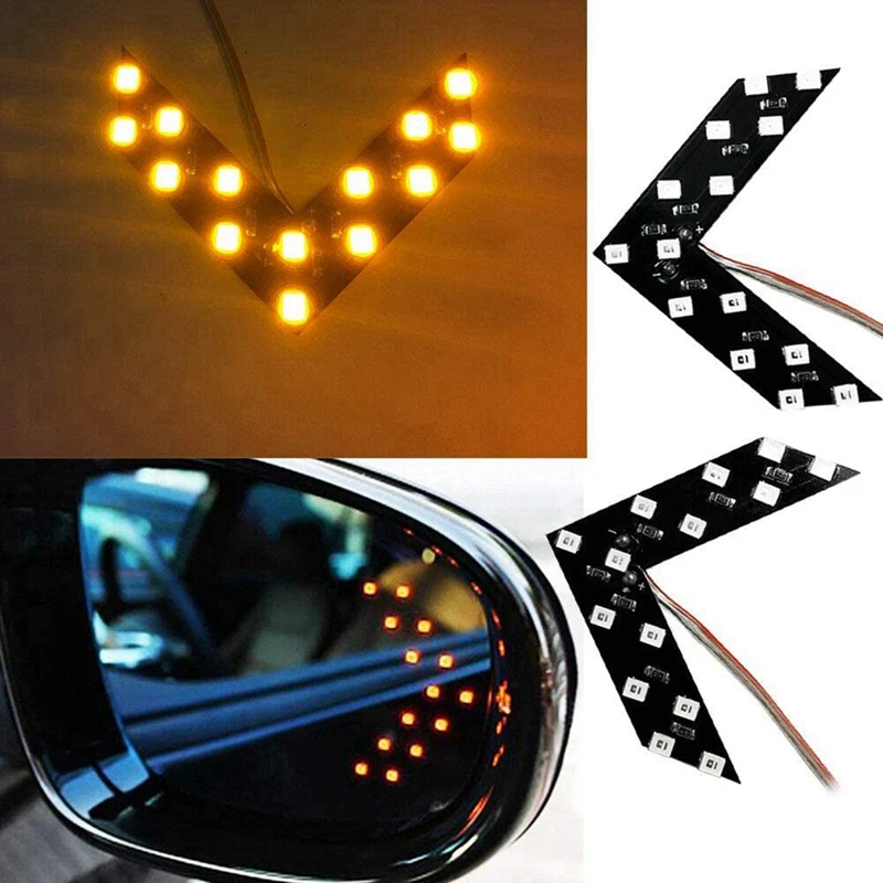 2PCS 14 SMD Car LED Rear View Mirror Indicator Turn Signal Light Rearview Mirror Lamp Car Accessories