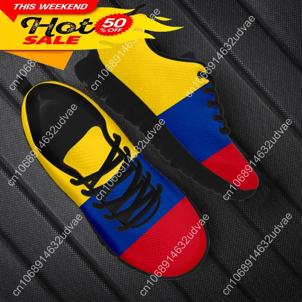 New Arrival Men Women Flats Shoes Colombia Flag Design Male Platform Lace Up Breathable Outdoor Gym Fitness Sneakers