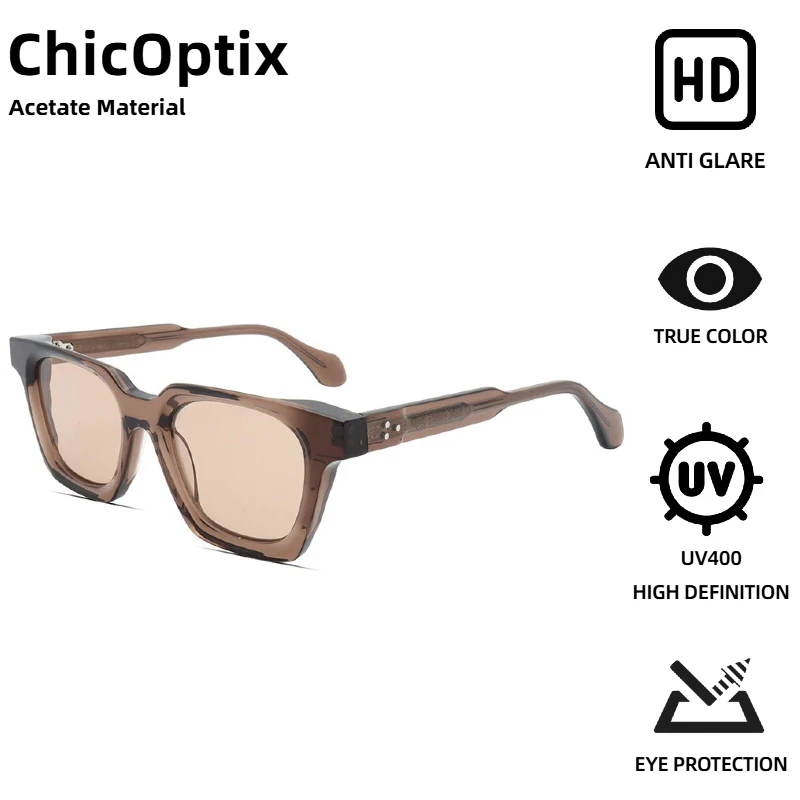 ChicOptix ретро квадратные женские солнцезащитные очки мужские роскошные заклепки дизайн солнцезащитные очки для вождения ацетатная оправа UV400 Gafas De Sol Mujer