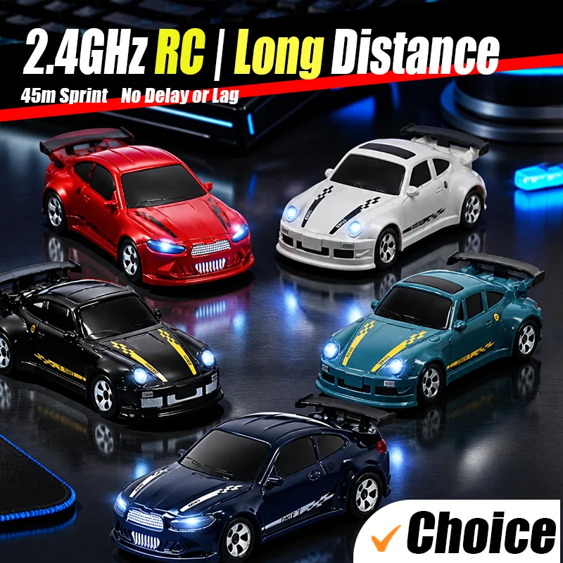

1/64 RC Car Small Desktop Racing Vehicle Mini Stunt Drifting Car Electric Electronic Toy V2.0 Brushless Motor 4WD Boys Kids Gift