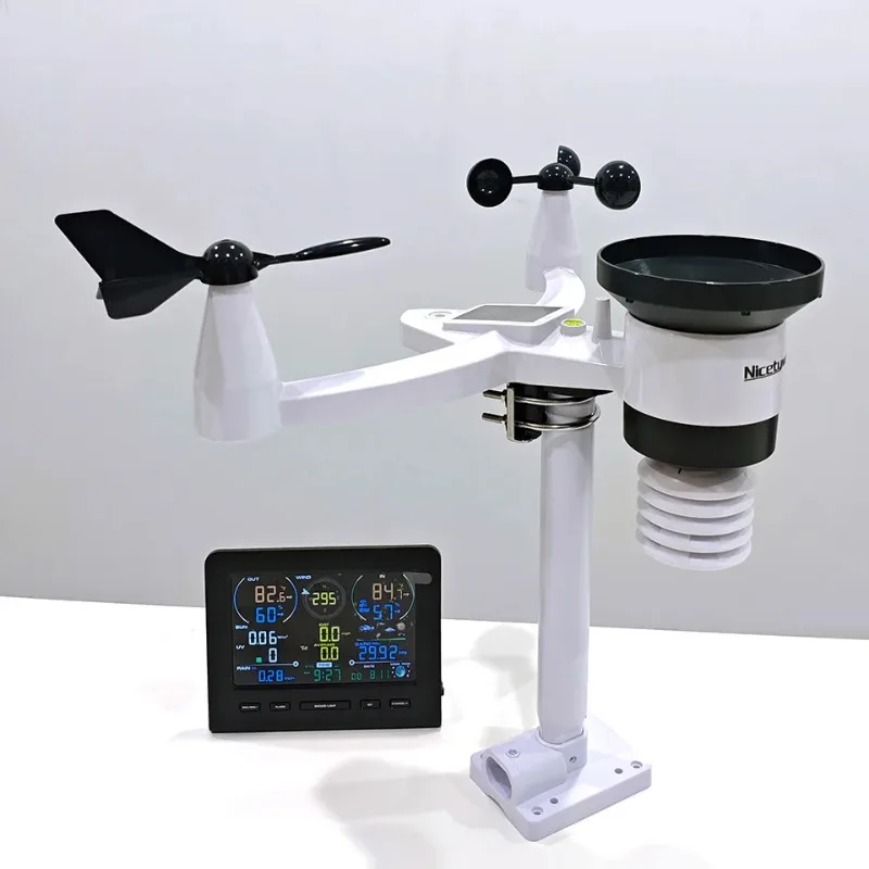 

Nicetyweathe 7-in-1 Wireless Weather Station with Rain Gauge Color Display Atomic Clock Indoor/Outdoor Professional Thermometer