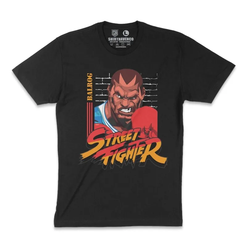 

Balrog Print T-Shirt Street Fighter 2 Fighting Game Gaming Casual Short Sleeve Tee Gift For Fans