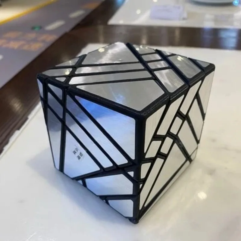 Calvin's Puzzle 4x4 Cube Ghost Cube 4x4x4 Black Body with Silver Label (Lee Mod) Cast Coated Magic Cube Funny Toys for Kids