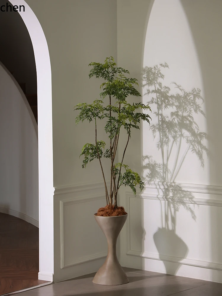 ZML Extra Large Solid Wood Floor-standing Vase Ornament Living Room Flower Arrangement Decoration
