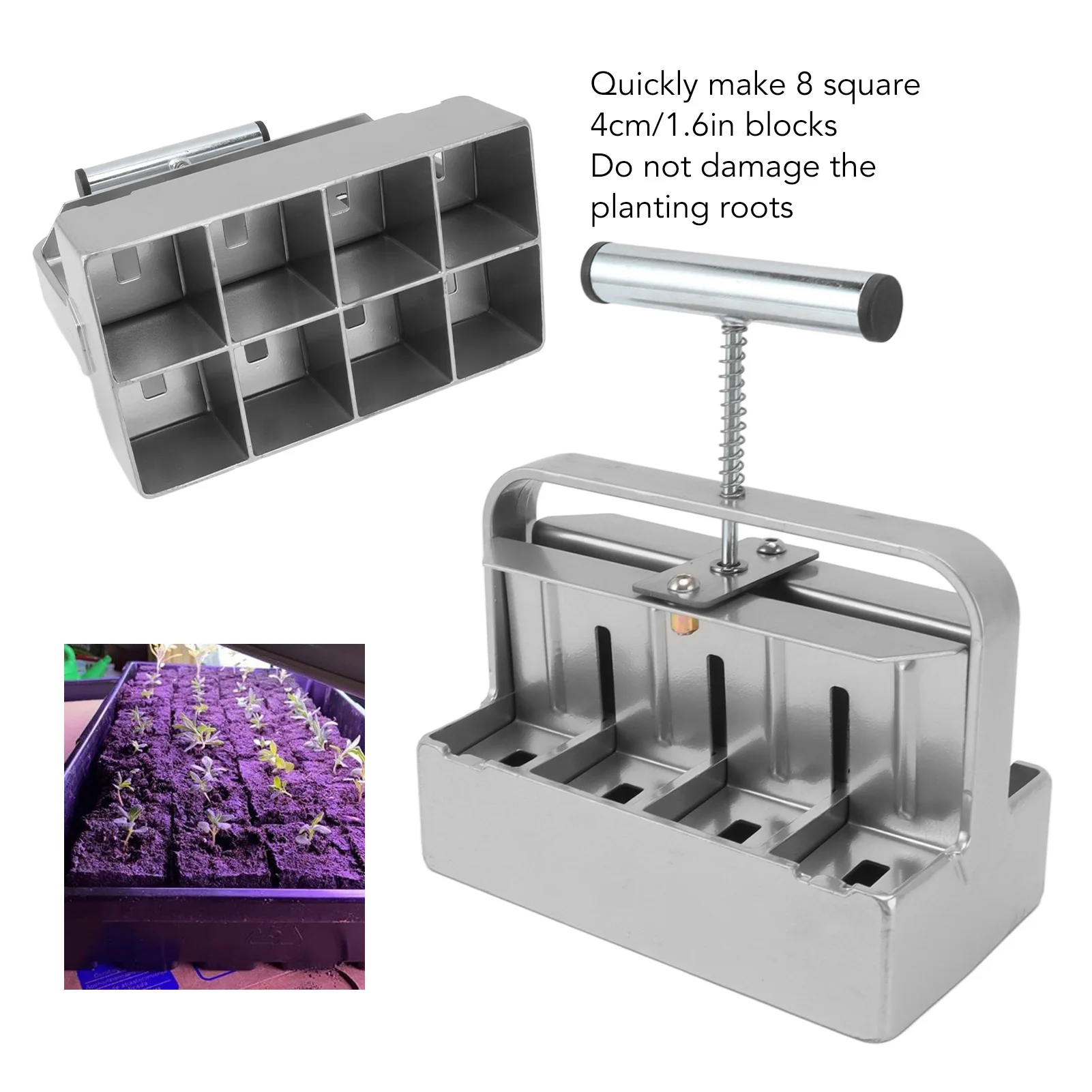 

Soil Blocker Soil Blocker with Comfortable Handle Manual 8 Cell Soil Block Maker for Outdoor Plants Gardening Soil Blocking Tool