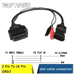 OBD2 Cable 3Pin to 16Pin For Fiat For Lancia For Alfa Remeo OBDII Plug 3 Pin Connector Adapter Car Extension Diagnostic Cables