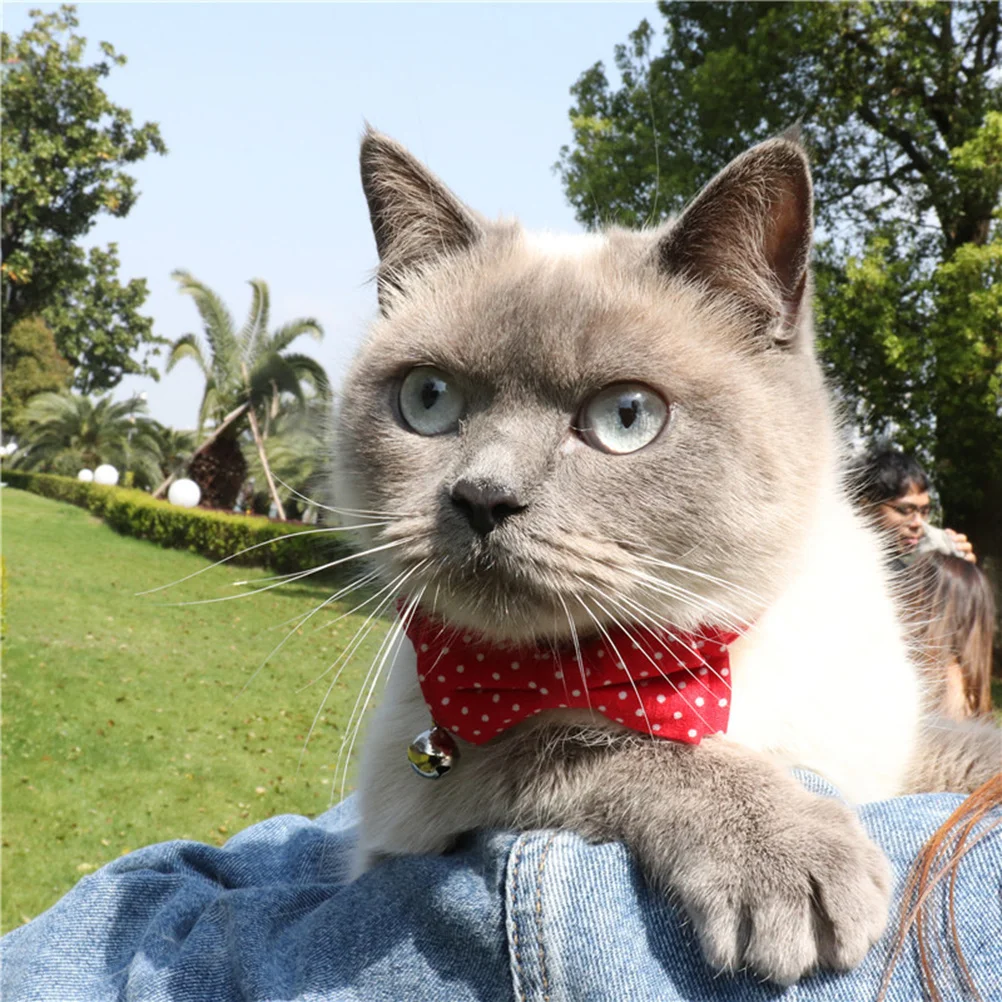 

Pet Bow Tie Collar Red with Bell Stylish Comfortable Neck Ring Dog Cat Collar Fashionable Photo Prop Pet Bow Ties with Bell