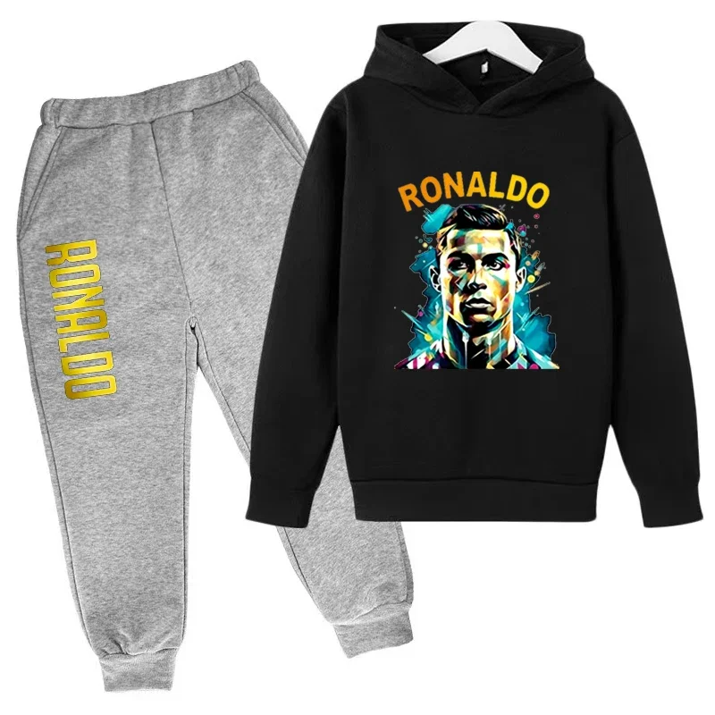 2024 Kids New Clothes Spring/Autumn Gifts Celebrity Idol CR7 Hoodie+Pants 2P Sportswear 3-13Y Boys/Girls Casual Jogging Coat Set