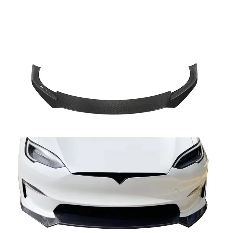 

High Quality Carbon Fiber Front Bumper Spoiler Lip forTesla Model S Plaid 2021-2023