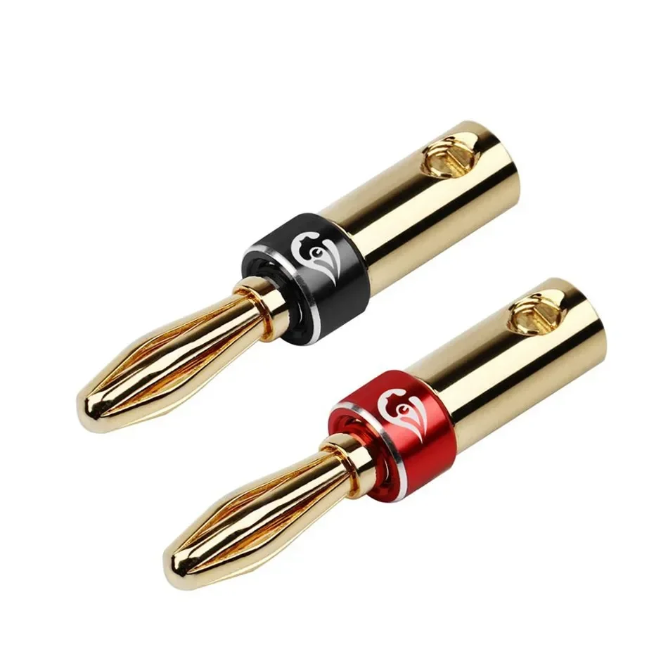 

Banana Plug Connector Male Gold Plated Bananas Plugs For Speaker Cable Audio Jack 4mm Binding Post Double Screws Locking